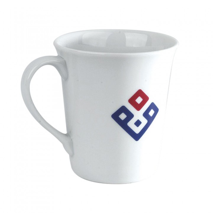 Beyaz İnce Konik Porselen Logo Baskılı Kurumsal Promosyon Kupa Bardak